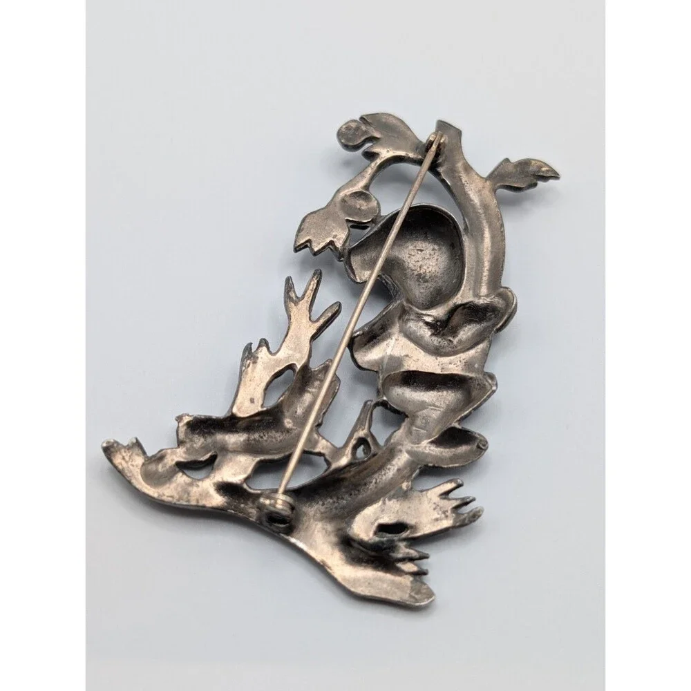 HTF Rare 1940s Pewter Silson William Regelmann Hummel Dog Chasing Boy Pin Brooch